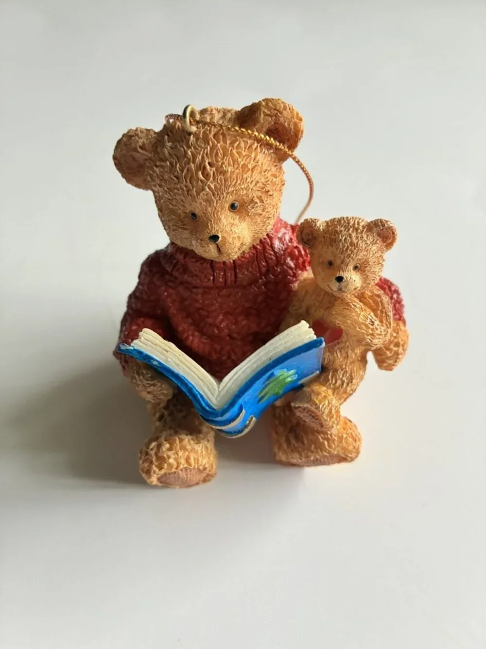 2001 Kohl's Cares for Kids Teddy Bear Reading Christmas Tree Ornament Vintage